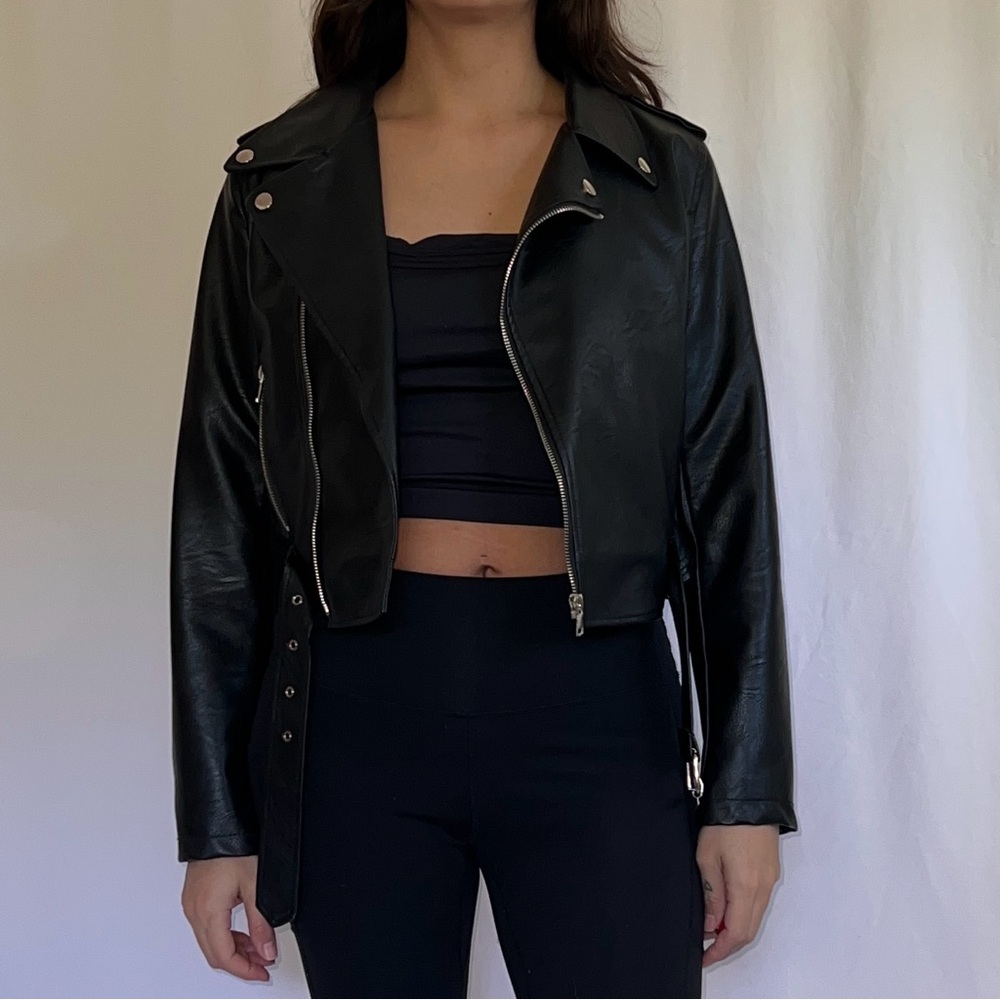 Black Faux Leather Moto Jacket